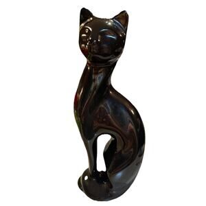 Black Cat 12.5” Figurine Vintage Ceramic Mid Century